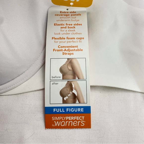 Warner's Women's Bra 40C White Simply Perfect Smoothes Underarm Bulge Underwire - Picture 9 of 11